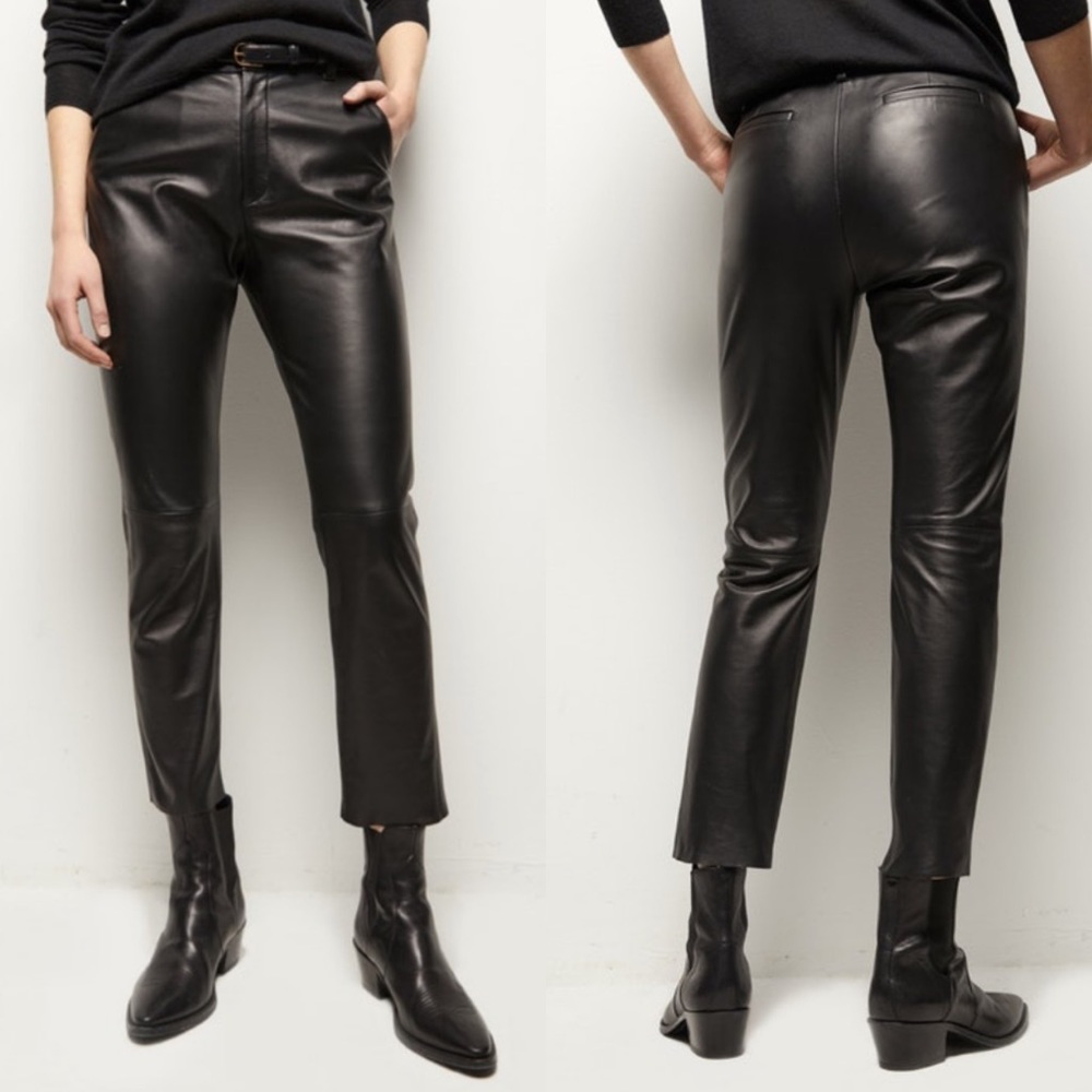 NEW Nili Lotan Montauk Leather Black Pant, SIZE 6